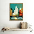 thumbnail image 2 of Broadway New York Abstract Midcentury Cityscape Orange Teal Art Print Framed Poster Wall Decor 12x16 inch, 2 of 5