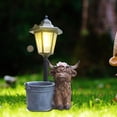 thumbnail image 6 of CarpNettore Highland Cow Statue Decor with Solar Lights Landscape Lamp Resin Figurine Modern Iron Bucket, 6 of 9
