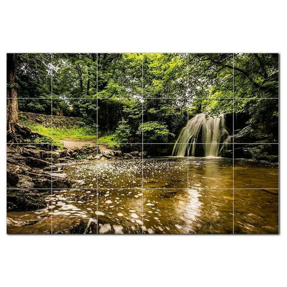 Waterfalls Ceramic Tile Mural Kitchen Backsplash Bathroom Shower, 401853-XL64