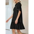 thumbnail image 2 of Women'S Summer Button Down Shirt Dress Casual Ruffle Sleeve Shift Mini Dresses with Pockets Black L, 2 of 6