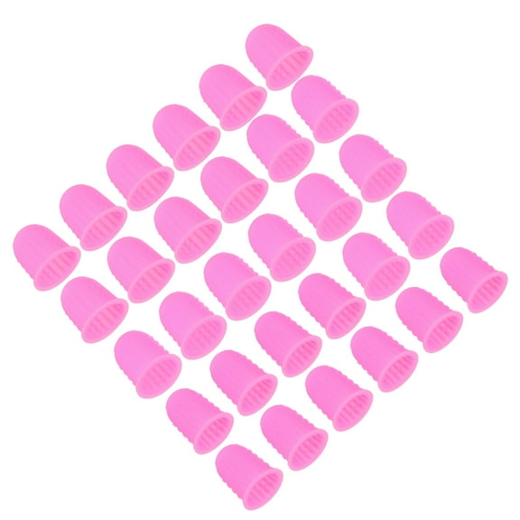 Uxcell Rubber Finger Tips, 30 Pack Silicone Thumb Fingertip Protector Finger Cots Covers Guard Pads Thimble Grips for Office Counting Sewing, Pink L/M/S Size