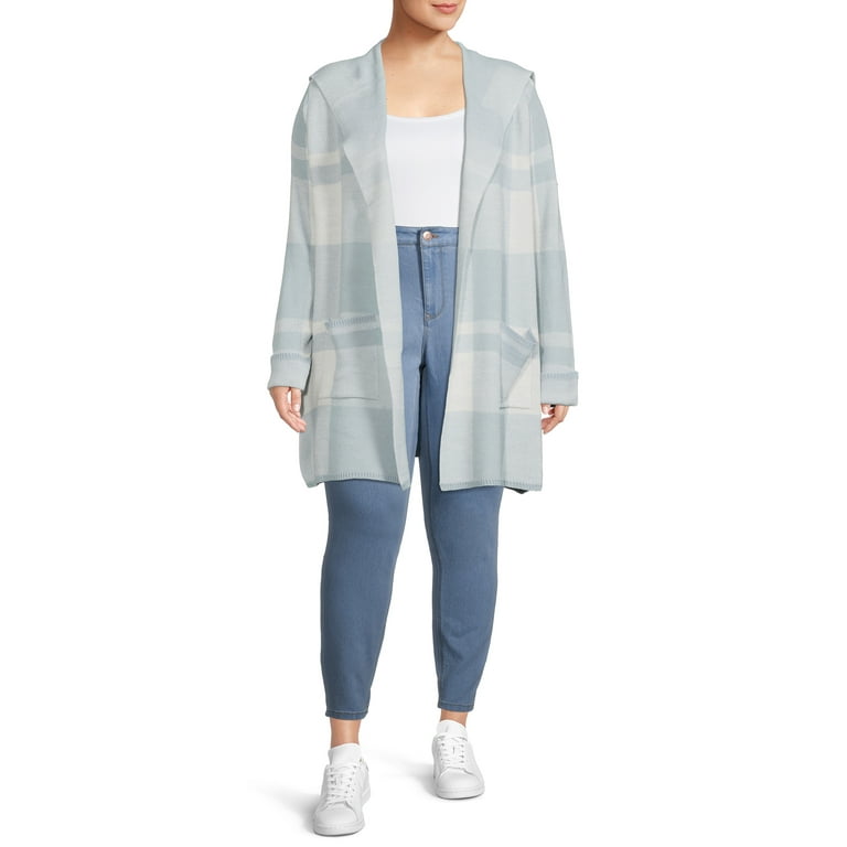 Absolutely famous hooded plaid best sale cardigan