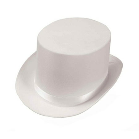 White Satin Top Hat With Ribbon Accents