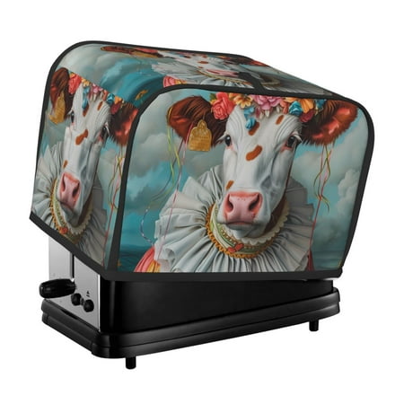 

Matuu Vintage Colorful Floral Cow for Universal 2 slice Toaster Cover Small Appliance Toaster Dust Cover 11.4 x 7.9 x 7.5