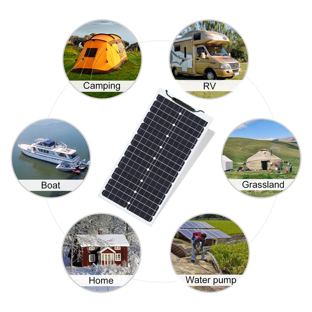 Flexible Solar Panel 30W 18V Monocrystalline Solar Panel for Marine RV Cabin Van Car Uneven Surfaces