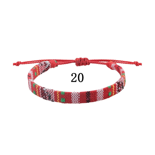 Tobillera de algodón y lino con tejido de arcoíris y cuerda ancha para actividades en todos los colores