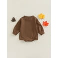 thumbnail image 4 of Bagilaanoe Newborn Baby Girl Boy Thanksgiving Romper Sweatshirt Long Sleeve Bodysuit Turkey Letter Print Pullover 3M 6M 12M 18M Fall Tops, 4 of 9