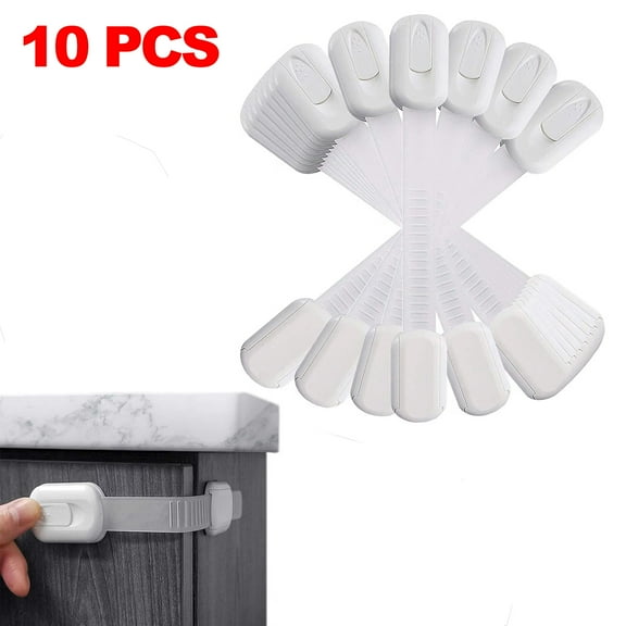 Baby Proofing Cabinet Locks Child Safety Buckle Kit White 10 Pack Strap Secure Baby Lock Kidproof