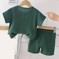 thumbnail image 5 of Holiday Savings Deals! Kukoosong Toddler Boy Summer Outfit Sets Casual Casual Solid Crepe Gauze T-Shirt Short Sleeve Shorts Set Green 18-24 Months, 5 of 7