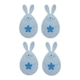 thumbnail image 1 of Bolsa de tenedor y flor adhesiva con forma de cabeza de conejito de Pascua, juego de cubiertos con forma de cabeza de conejito, 4 piezas, 4 colores, azul, amarillo, verde, alfiler K, 1 of 7