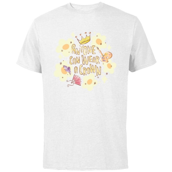 Disney Princess Anyone Can Wear a Crown - Short Sleeve Cotton T-Shirt for Adults - Customized-White