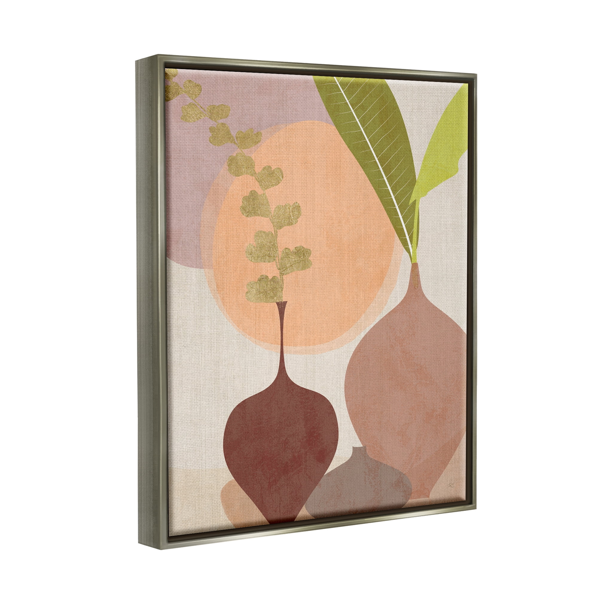 Stupell Industries Boho House Plants Botanical & Floral Painting Gray Floater Framed Canvas Art Print Wall Art, 25 x 31