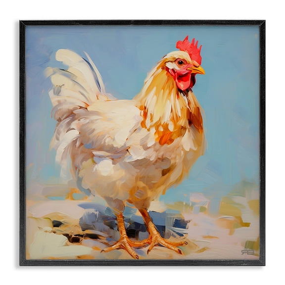 Stupell Industries Modern Abstract Hen Portrait Black Framed Giclee Art, 17 x 17, by RB