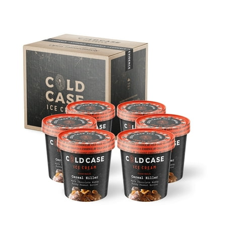 Cold Case Ice Cream Cereal Killer Flavor – Gourmet Milk Chocolate Ice Cream with Muddy Buddies & Peanut Butter Swirls – 1 Case 6 Pints 16 oz/Pint