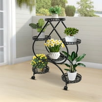 Shzicmy Heart-Shaped 4-Tier Flower Pot Stand with Wheels for Indoor & Outdoor Use