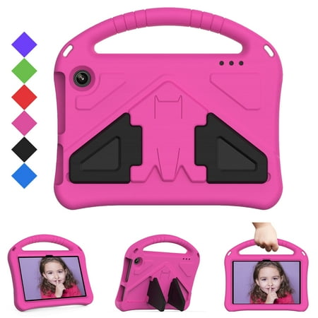 SaniMore All-New Fire 7 Case Kids 2022, [Handle and Kickstand] [Protective and Shockproof] Kids Case for Kindle Fire 7 inch 2022 Tablet (12th Generation, 2022 Release), Rose