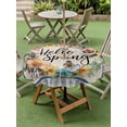thumbnail image 3 of Outdoor Tablecloth with Umbrella Hole and Zipper, Hello Spring Round Table Cloth 54 Inch Waterproof Tablecloth, Farmhouse Floral Eucalyptus Wood Plaid Burlap Picnic Table Cover for Patio Camping, 3 of 7