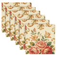 thumbnail image 4 of Iauyy Satin Napkins Set of 6- Cream Floral Baroque DIY Printing Decoration Cloth Napkin- Easy Care for Home/Party, 4 of 8