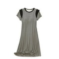 thumbnail image 5 of Sakmal Long Moomoo House Dress for Women Casual Black Cotton Sleepwear Short Sleeve Striped Nightgowns for Women, 5 of 5