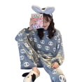 thumbnail image 1 of Conjunto de pijama de manga larga con estampado de Panda para mujer, ropa de dormir cálida, suave, Coral, para Otoño e Invierno, 1 of 4