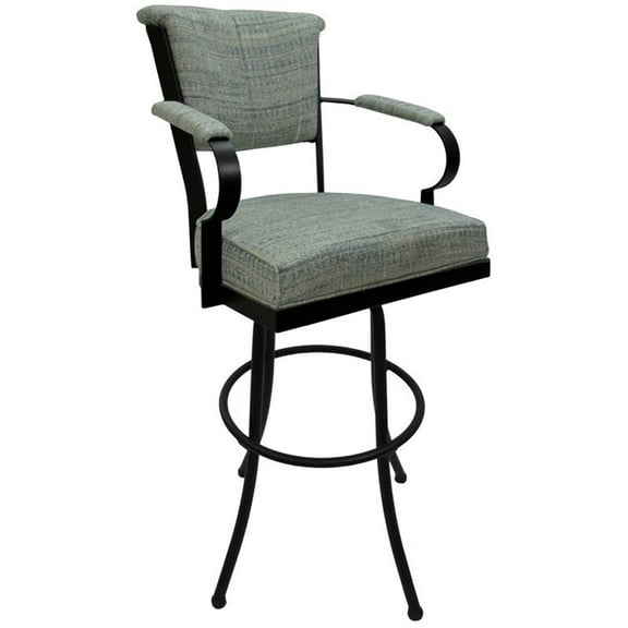 Miami Extra Tall 34" Metal Bar Stool on Noam Base - Watusi Aquatint - Black