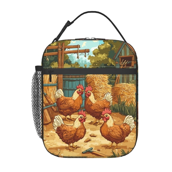 Chicken Lunch Box Reusable Portable Lunch Bag Tote Bag for Work Picnic Hiking