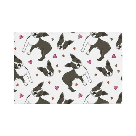 

Placemats Set of 4 cute Boston terrier dog hearts Heat Resistant Non - Slip Place mats Waterproof table mat for Kitchen Dining-4片装