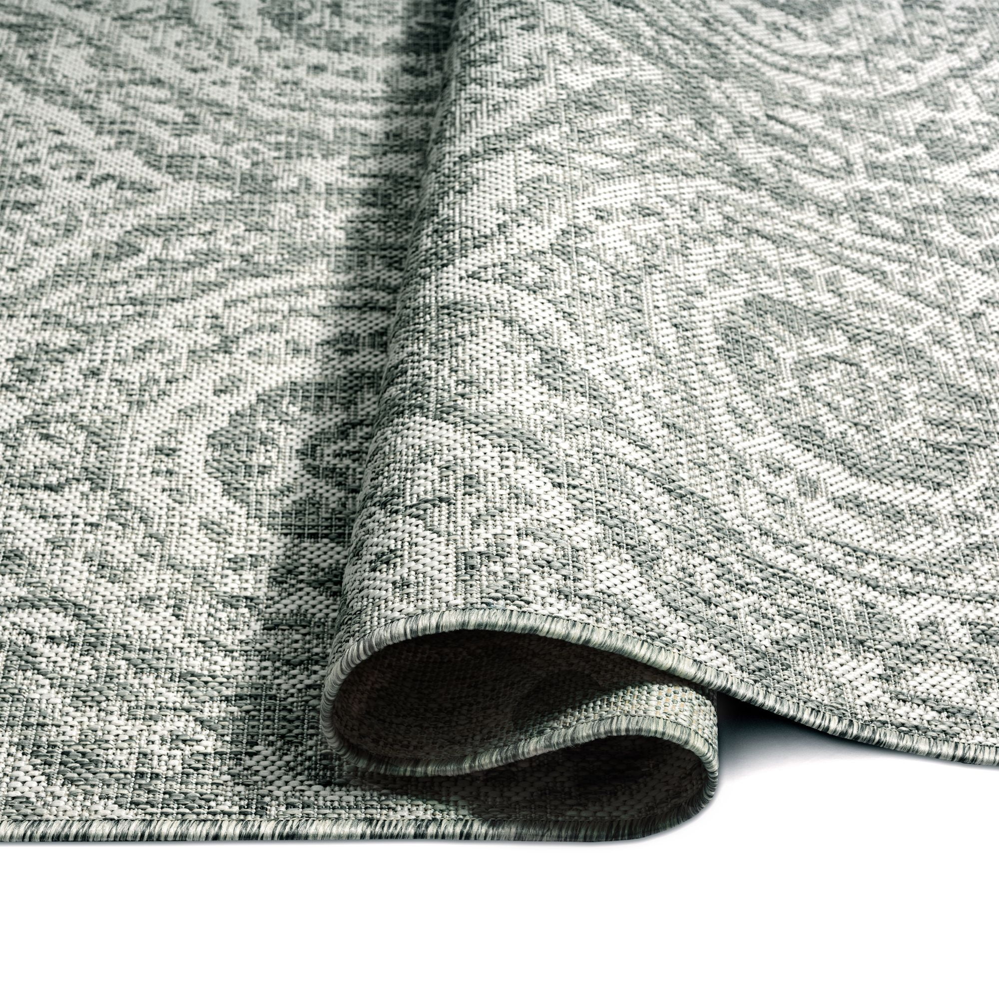 Nicole Miller New York Patio Country Zoe Moroccan Damask Indoor/Outdoor Area Rug, Grey/Ivory , 7'9"x10'2"