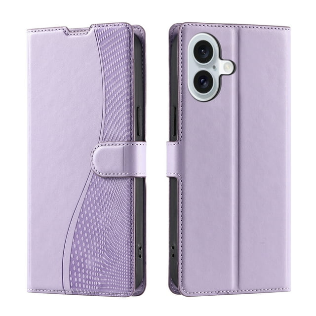 iPhone 16 Étui, Portefeuille en Cuir Pu à Rabat Porte-Cartes Support Magnétique