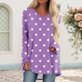 thumbnail image 2 of Hauts à Manches Longues pour Femmes à Pois 2026 Mode Col en V Confortable Coupe Décontractée T-Shirt, 2 of 2