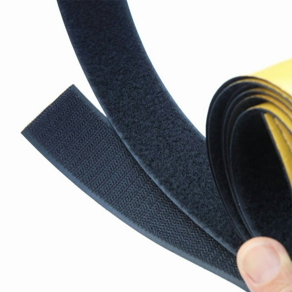 38mm x 1m Black Heavy Duty Hook and Loop Tape - Strong Mesh Adhesive Backing, No Residue for Fabric & Auto DIY
