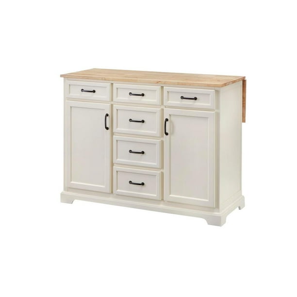 Ivory Kitchen Island With Natural, Home Decorators Collection Black Kitchen Island With Natural Butcher Block Top