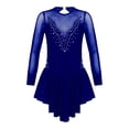 thumbnail image 5 of iEFiEL Girls Rhinestone Leotard Ballet Dress Mesh Splice Figure Ice Skating Dress Dance Costume, 5 of 7