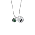 thumbnail image 2 of Delight Jewelry Silvertone Green Paw on Black Disc Silvertone Script Initial Disc - R - Charm Necklace, 20"+3", 2 of 4