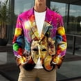 thumbnail image 2 of QSAWXQZ Men's Carnival Corduroy Print Blazer Long Sleeve Lapel Button Down Fancy Dress Party Jacket Festival Coat with Pockets 4XL, 2 of 5