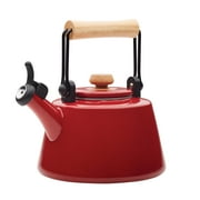 Rachael Ray 2-Quart Enamel on Steel Whistling Teakettle, Red Shimmer