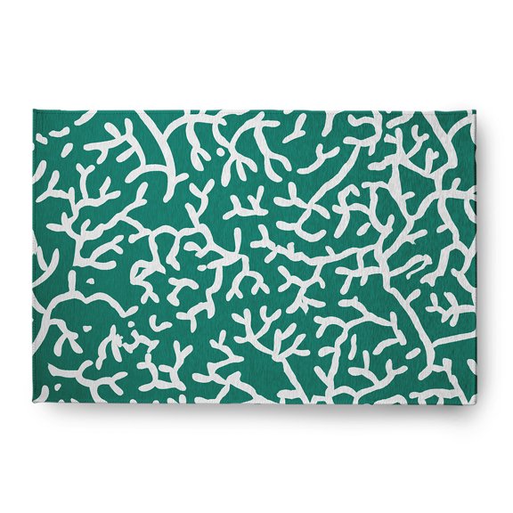 4' x 6' Simply Daisy Seaweed Beach Style Chenille Area Rug, Kelly Green