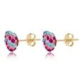 thumbnail image 2 of AVORA 10K Yellow Gold 8mm Pink/White/Lavender Heart Crystal Stud Earrings, 2 of 6