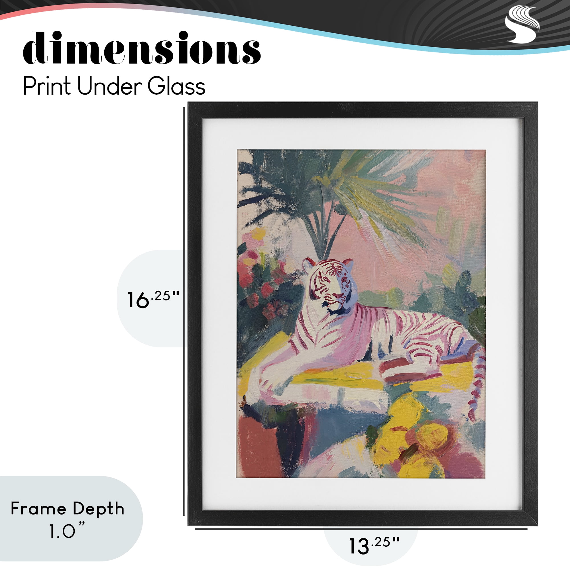 Stupell Industries In The Quiet Shade Tiger Black Framed Print Under Glass, design by Svetlana Aleynikova