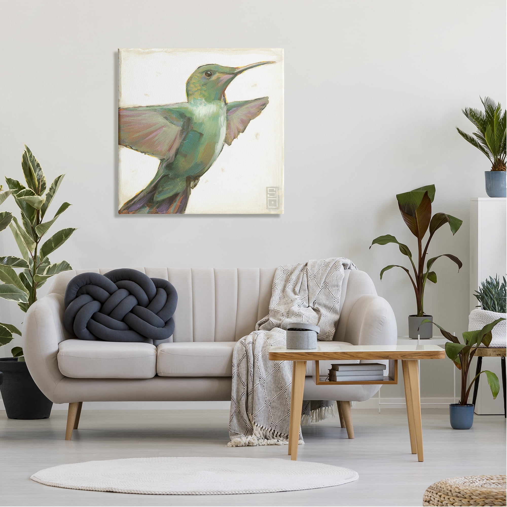 Stupell Industries Green Hummingbird Painting Animals & Insects Painting Gallery Wrapped Canvas Print Wall Art, 30 x 30