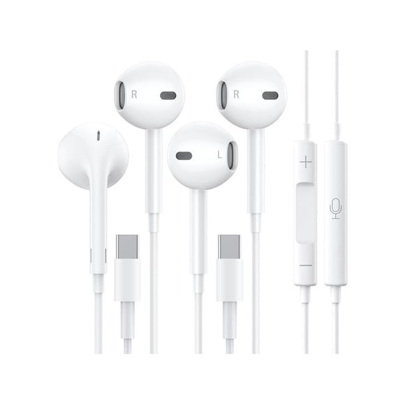 2 Pack USB C Headphones / Type C Earbuds Earphones Wired with Microphone & Remote Control Noise Cancelling Headsets for Samsung Galaxy S23/S22/S21/S20, Note 20, Google Pixel 7/6/6a/5/4 and More