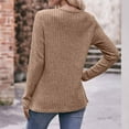 thumbnail image 7 of BLTIBY Long Sleeve Shirts for Women Knit Round Neck Button Dressy Solid Color Sweater Blouse Autumn Lightweight Casual Tunic Tops Khaki S, 7 of 7