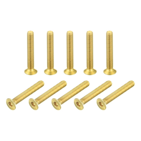 Uxcell Flat Head Socket Cap Screws, M3-0.5 x 20mm Brass Inner Hex Drive Fasteners Bolts 50Pack