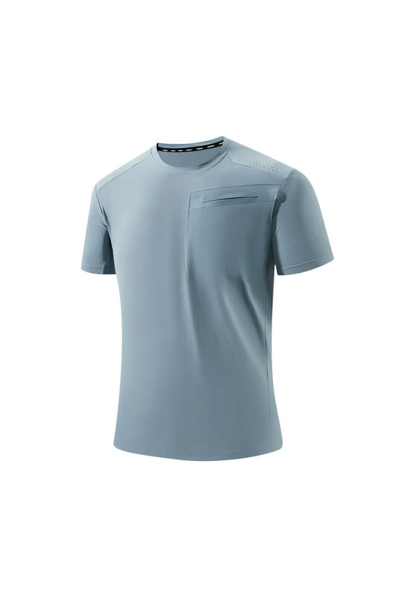 50% Off Clear! Ice Silk Thin Short Sleeved T-shirt For Men Loose Casual Sports Seamless Plus Size Top For Me Cool And Breathable Drying 5XL, Blue