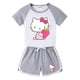 thumbnail image 4 of Hello Kitty-ropa transpirable de algodón puro para niños, conjunto de dos piezas, moda informal para niñas, pantalones cortos de manga corta, traje deportivo para niño, 4 of 5
