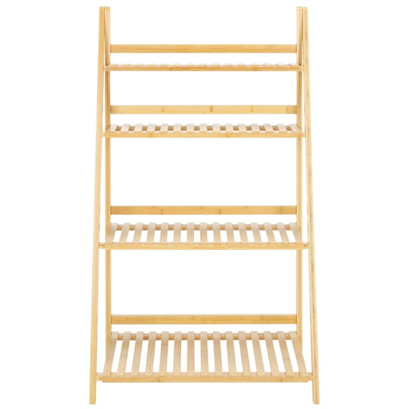 SAFAVIEH Faisal 4 Tier Ladder Shelf, Natural Bamboo (27.6 in. W x 15.7 in. D x 47.2 in. H)