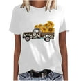 thumbnail image 1 of Pompotops Femmes Col Rond T-Shirts Imprimés T-Shirts Manches Courtes T-Shirt Chemisier Tops, 1 of 6