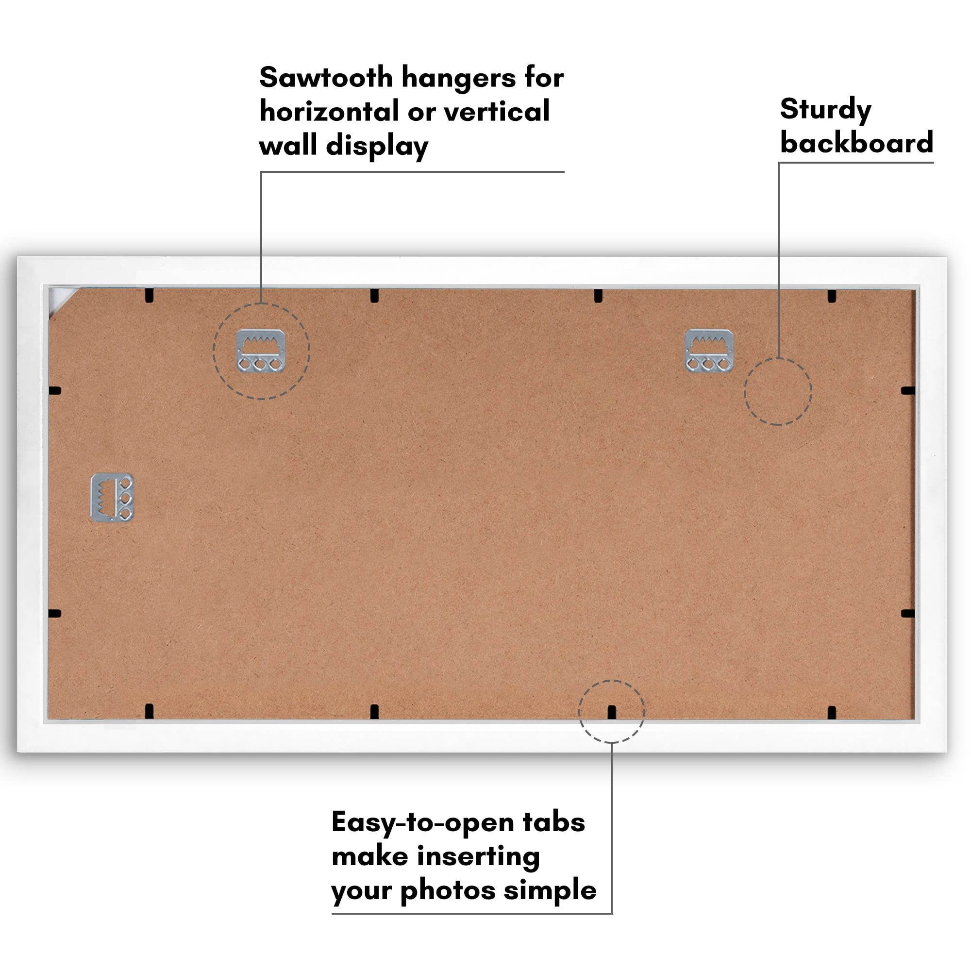 Americanflat 5x7 Picture Frame with Polished Plexiglass Collage Fits 3 Use as One 10x20 Signature - White