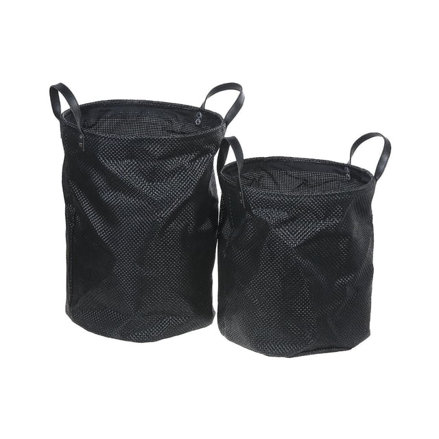 2Pc Textilene Panier De Rangement Rond Avec Poignées (Noir)