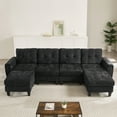 thumbnail image 4 of Harper & Bright Designs Modular Sectional Sofa Set with 2 Ottoman, 4-Seat U-Shaped Couch with USB Ports and Side Tables, Chenille Upholstered Sectional Sofa for Living Room, Black, 4 of 11